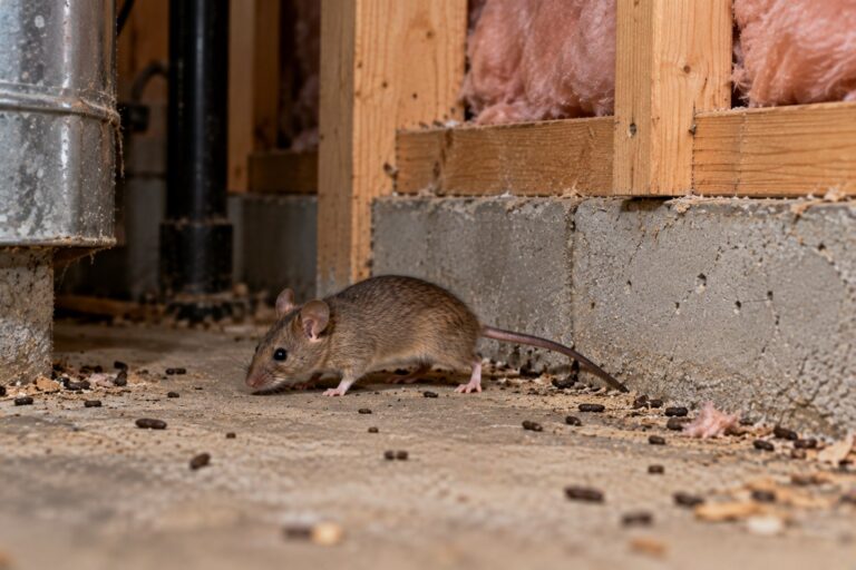 A mouse in a basement.